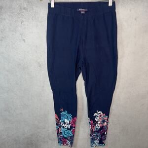 Navy Floral Stretch-Cotton High Waisted Legging Size 14/16